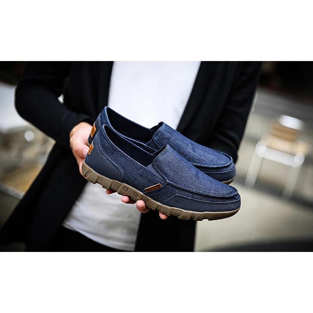 S1029 Men's Casual Canvas Shoes (Comfortable Rubber Sole Flats Size EU39) - Blue
