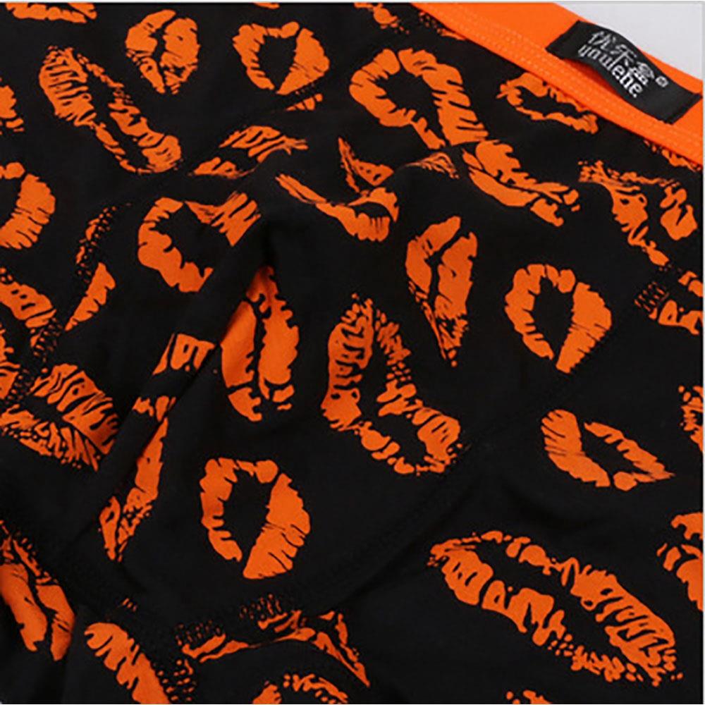 C806 Men Sexy Breathable U Convex Lips Pattern Elastic Boxers Underwear Size L - Orange
