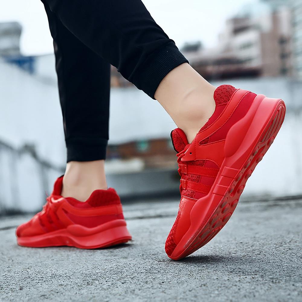 Men's Casual Outdoor Tennis Sneakers(Flying Woven Upper Running Shoes Size EU39.5) - Red