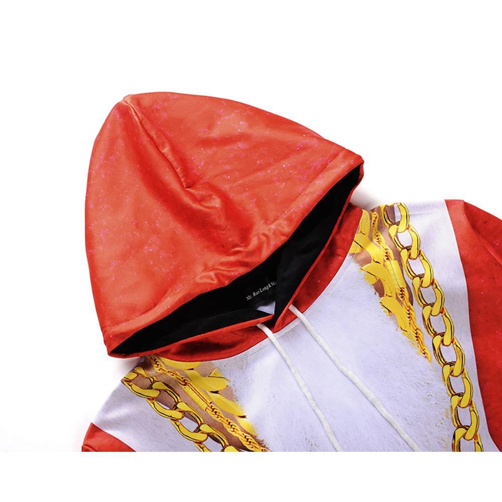 Men's Christmas Series 3D Printed Cartoon Muscle Pattern Pullover Hoodie (Hooded Sweatshirt Size M) - Red