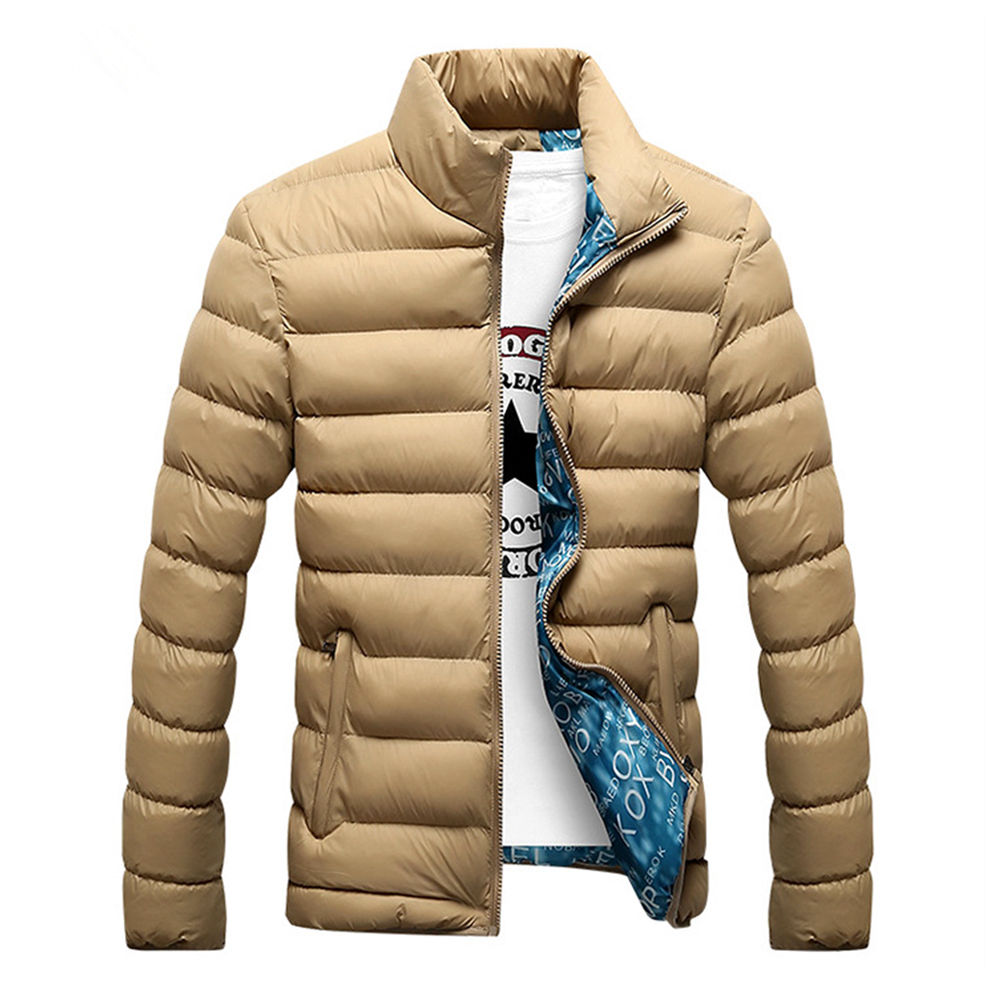 Men's Autumn and Winter Down Jacket Cotton-padded Coat (Size M) - Black