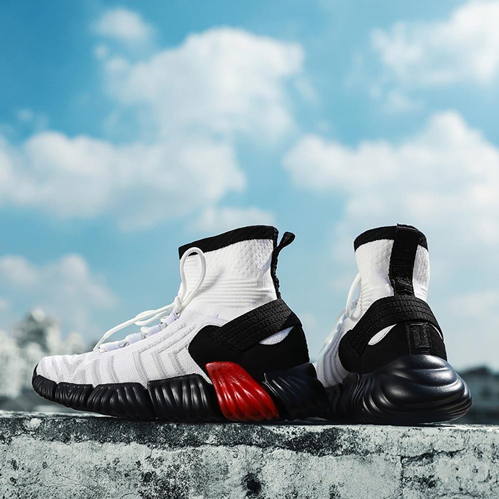 Men Outdoor Tennis Shoes Running Shoes Mesh Casual Shoes Flying Woven Upper Size EU 39.5 - White