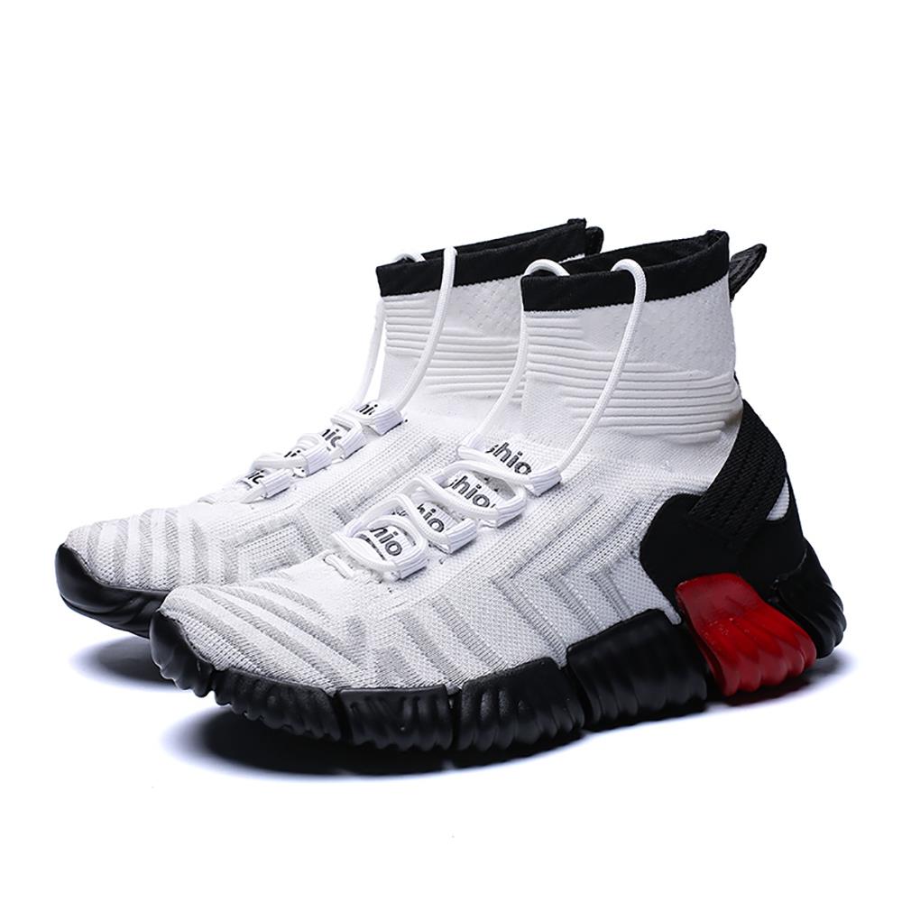 Men Outdoor Tennis Shoes Running Shoes Mesh Casual Shoes Flying Woven Upper Size EU 39.5 - White
