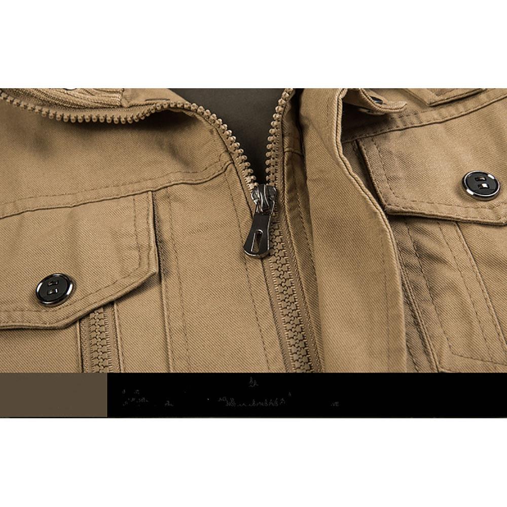 CA806 Men's Autumn Winter Casual Stand Collar Cotton Bomber Jacket Size M - Khaki