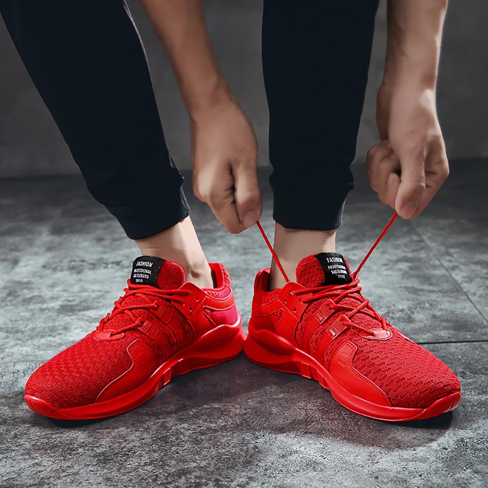 Men's Casual Outdoor Tennis Sneakers(Flying Woven Upper Running Shoes Size EU39.5) - Red