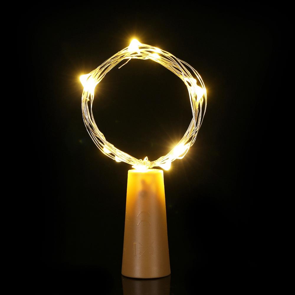 10LEDS Copper Wires Bottle Plug LED String Light for Valentine Decoration Wedding (1 Meter) - Warm White