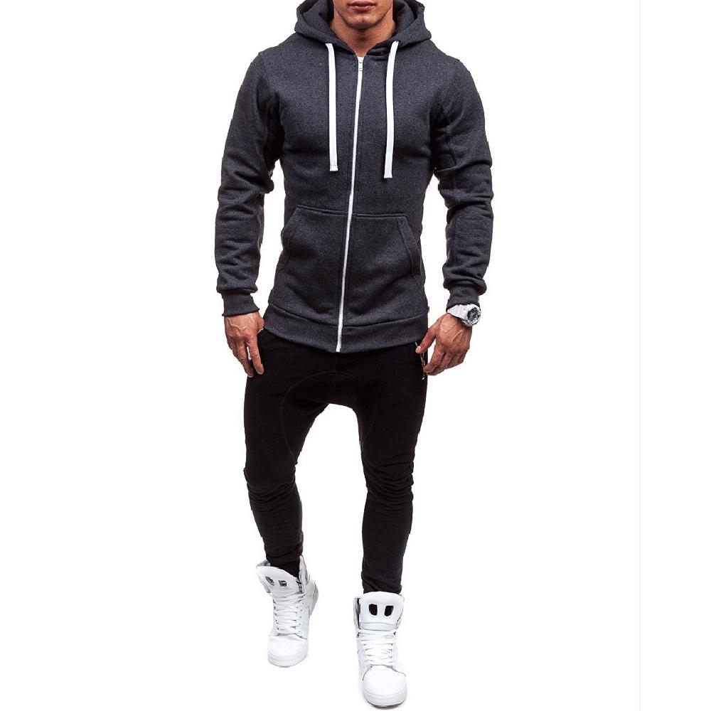 Men's Autumn and Winter Hoodies Long Sleeve Sweatshirt (Size M) - Dark Gray