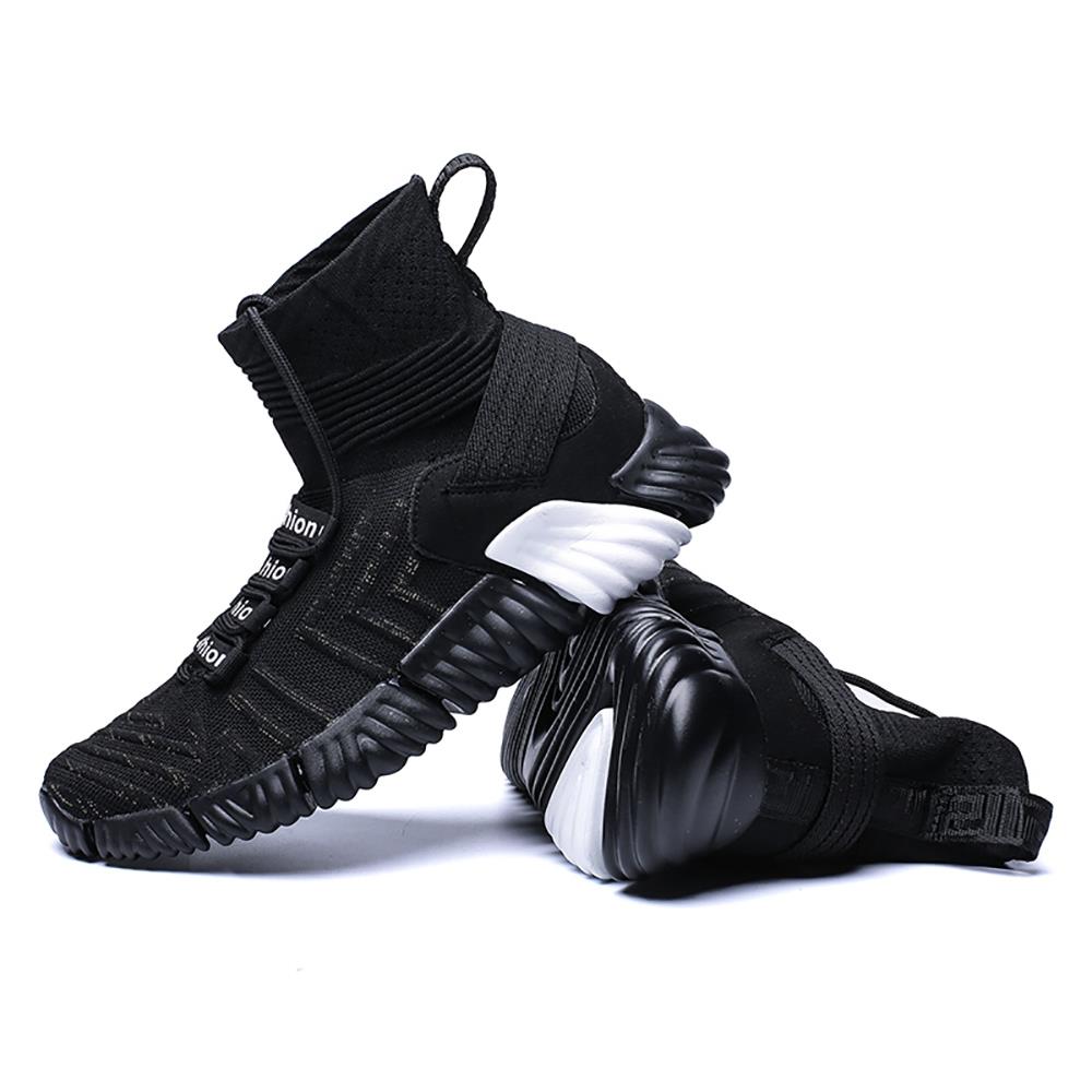 Men Outdoor Tennis Shoes Running Shoes Mesh Casual Shoes Flying Woven Upper Size EU 39.5 - Black