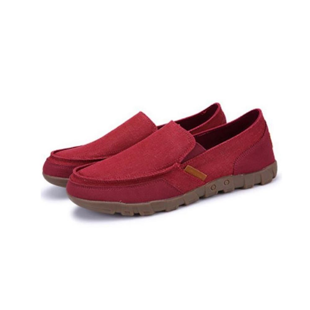 S1029 Men's Casual Canvas Shoes (Comfortable Rubber Sole Flats Size EU39) - Red
