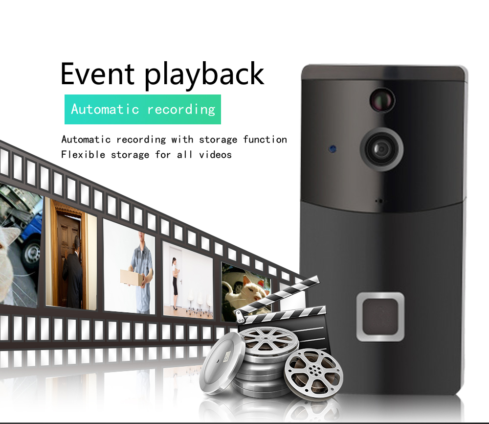 Danmini WF05 WIFI Wireless Video Intercom Doorbell APP Voice Intercom Low Power Standby - Black