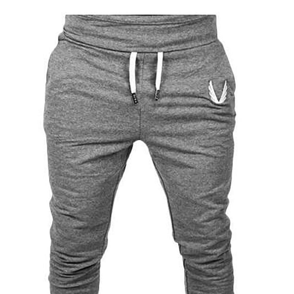 Men's Casual Sports Pants Elastic Trousers (Size XL) - Dark Gray