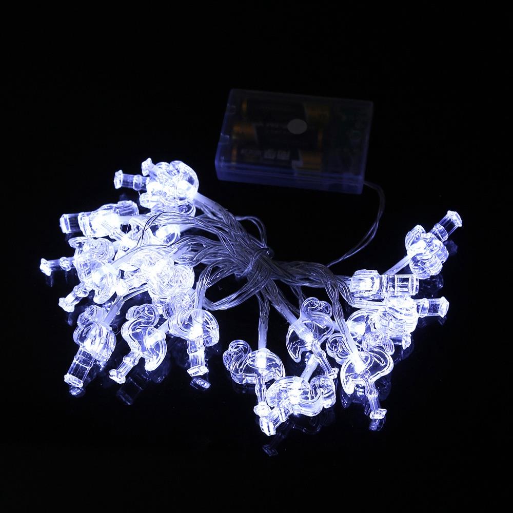 20PCS LED Flamingo Battery LED String Lights Holiday Christmas Party Garden Decoration Lights (2.2 Meters) - White