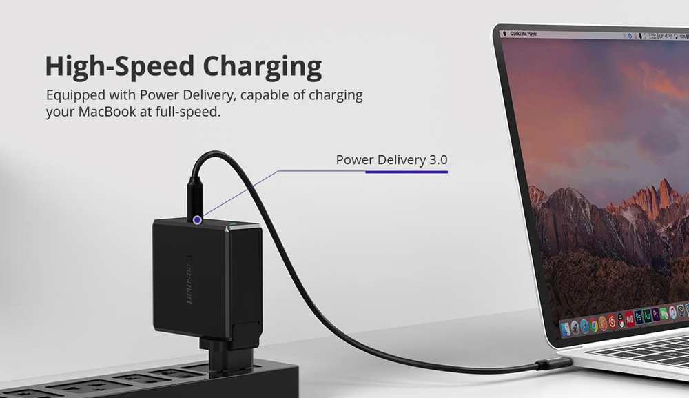 Tronsmart WCP02 60W USB C Wall Charger with Power Delivery 3.0 for MacBook Air/iPad Pro 2018, iPhone XS/Max/XR - EU