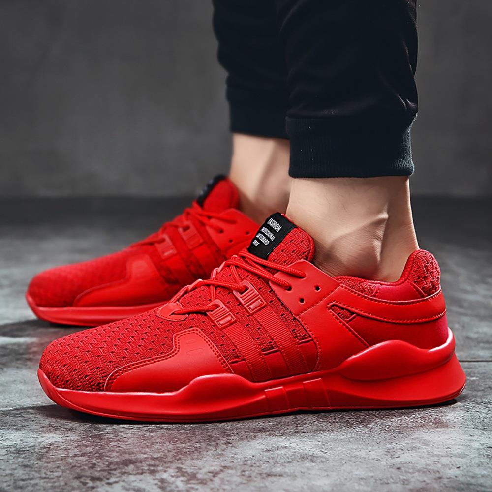 Men's Casual Outdoor Tennis Sneakers(Flying Woven Upper Running Shoes Size EU39.5) - Red