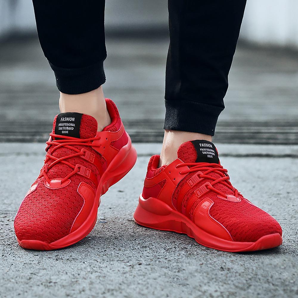 Men's Casual Outdoor Tennis Sneakers(Flying Woven Upper Running Shoes Size EU39.5) - Red
