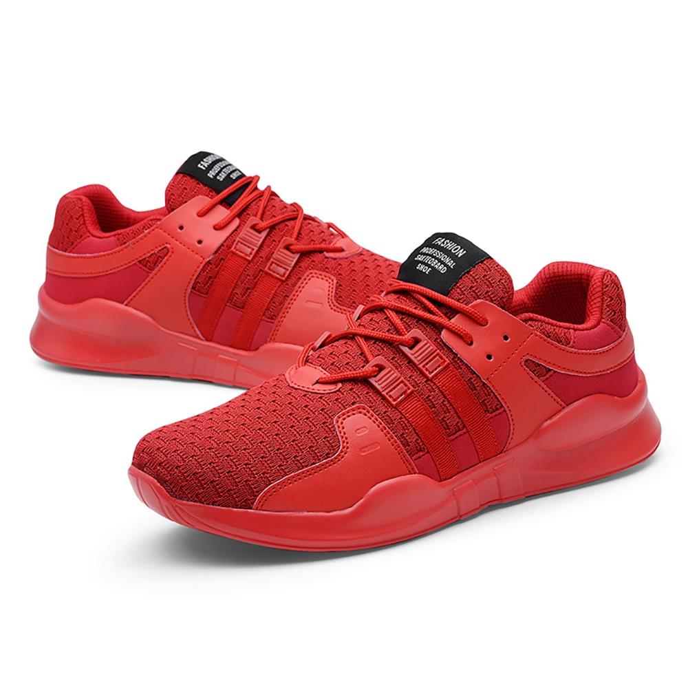 Men's Casual Outdoor Tennis Sneakers(Flying Woven Upper Running Shoes Size EU39.5) - Red