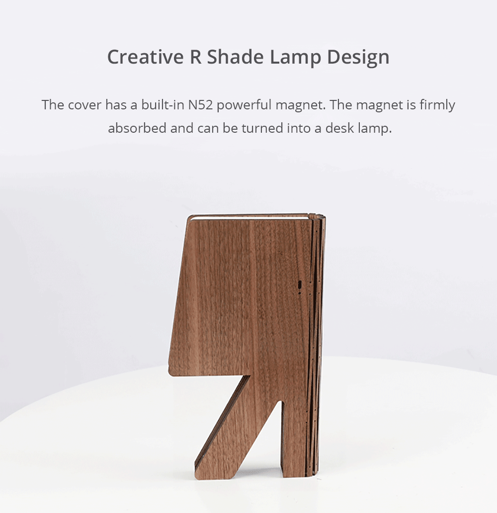 Wooden Foldable Book Shaped Light USB LED Book Bedside Lamp Letter Shape Night Light - Warm Light
