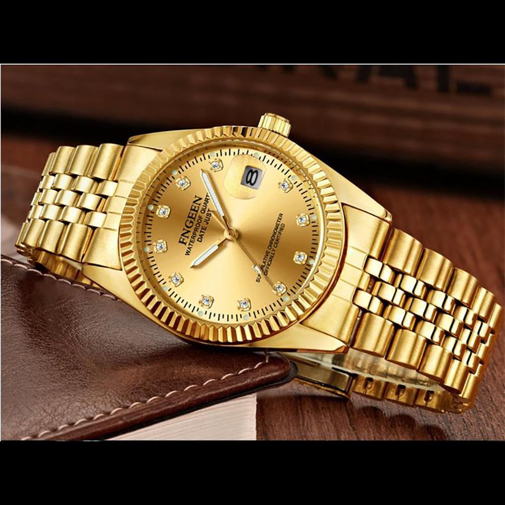 W7008 LAGMEEY Men's Business Wrist Watch Large Dial Calendar Quartz Movement Stainless Steel - White