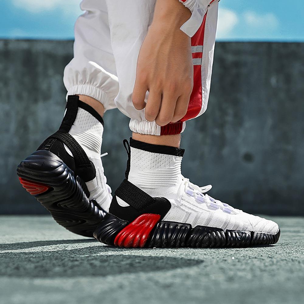 Men Outdoor Tennis Shoes Running Shoes Mesh Casual Shoes Flying Woven Upper Size EU 39.5 - White