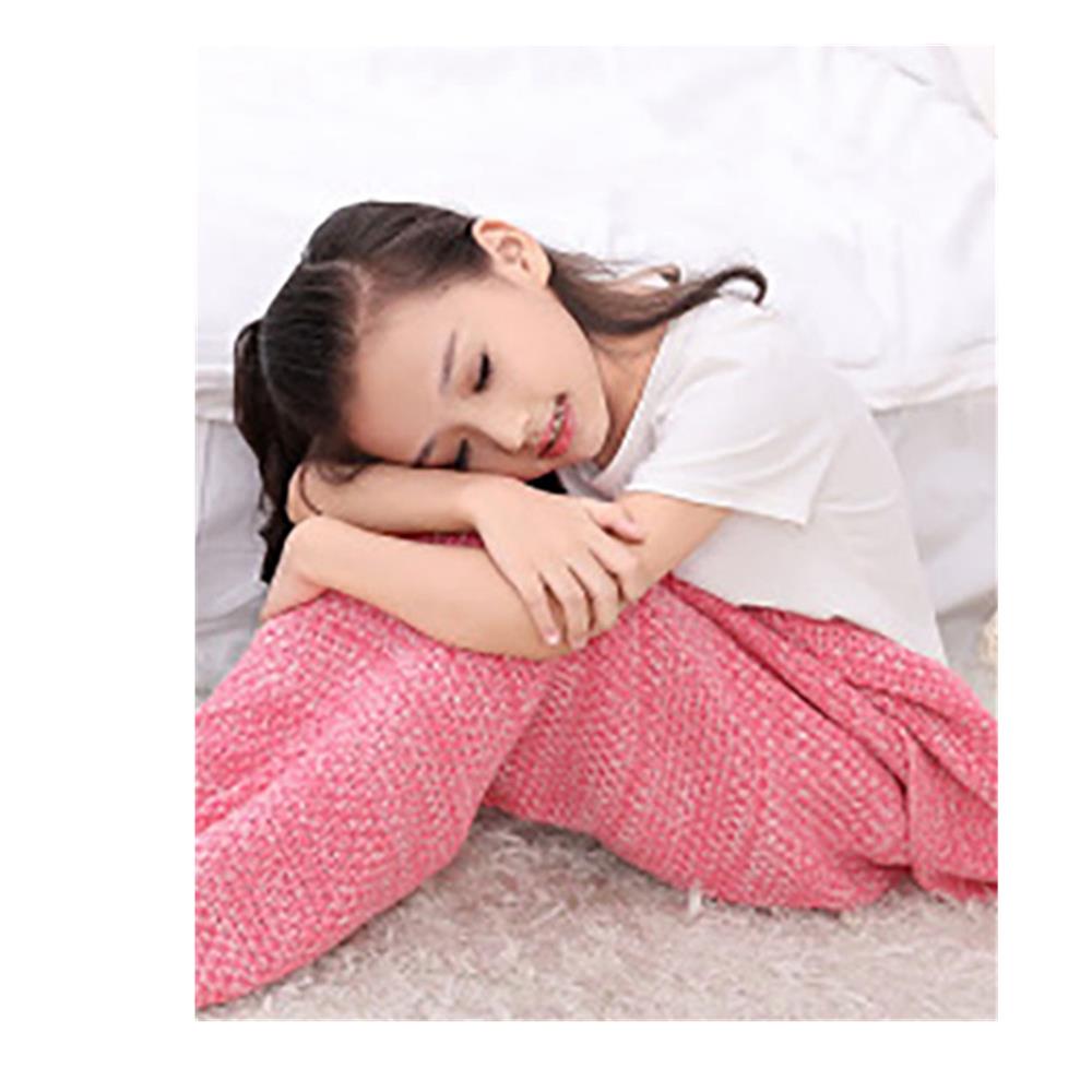 Children Mermaid Tail Blanket Fish Scales Knitting Soft Comfortable Blankets - Pink (Size 70*140cm)
