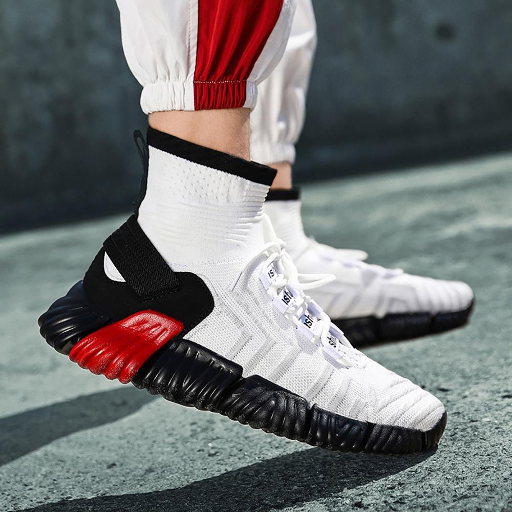 Men Outdoor Tennis Shoes Running Shoes Mesh Casual Shoes Flying Woven Upper Size EU 39.5 - White