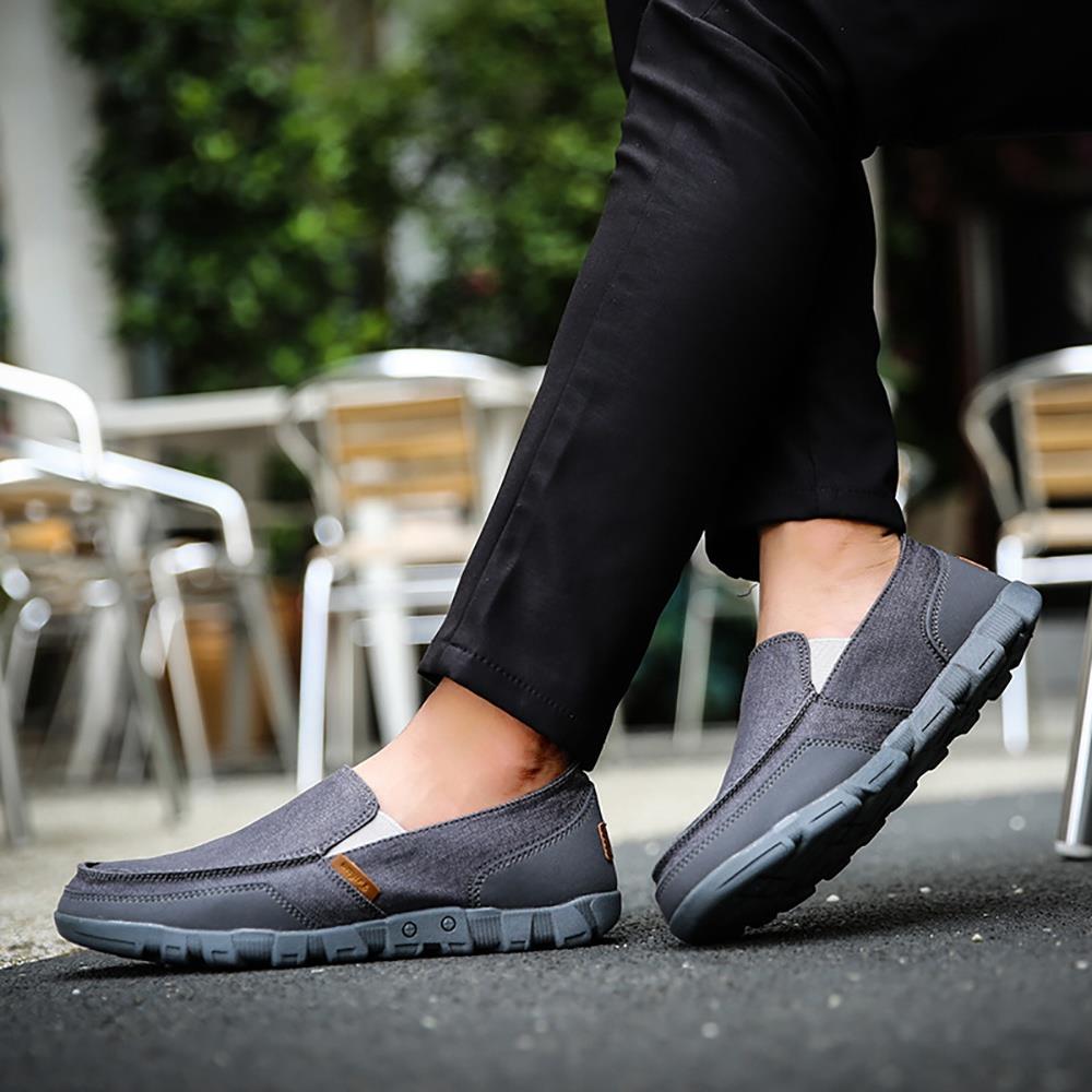 S1029 Men's Casual Canvas Shoes (Comfortable Rubber Sole Flats Size EU39) - Gray