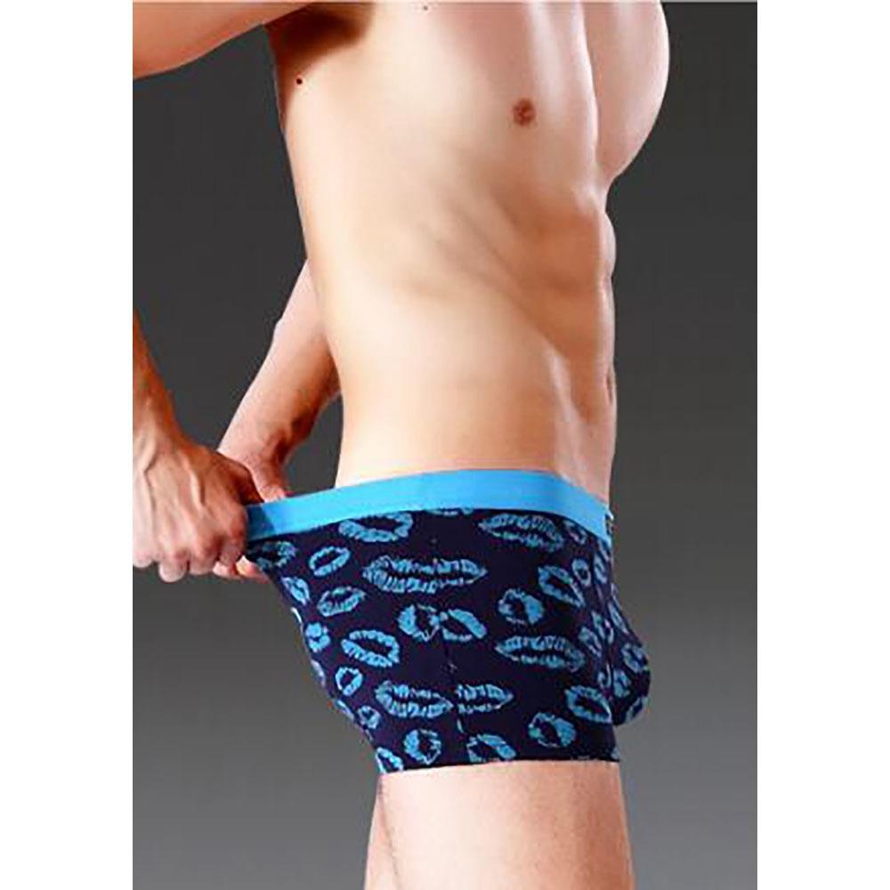 C806 Men Sexy Breathable U Convex Lips Pattern Elastic Boxers Underwear Size L - Blue