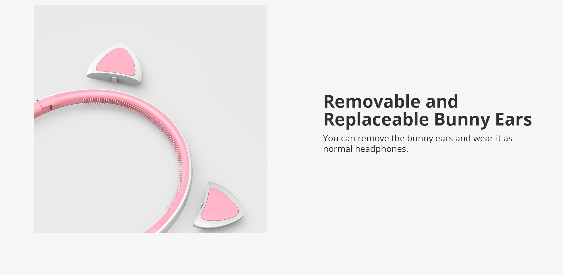 Tronsmart Bunny Ears Bluetooth Headphones with LED Light - Pink