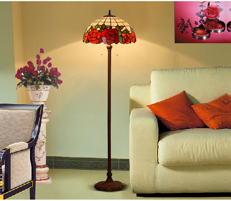 FUMAT Tiffany Style Stained Glass Handcrafted Floor Lamp - Romantic Ripe Grapes Design