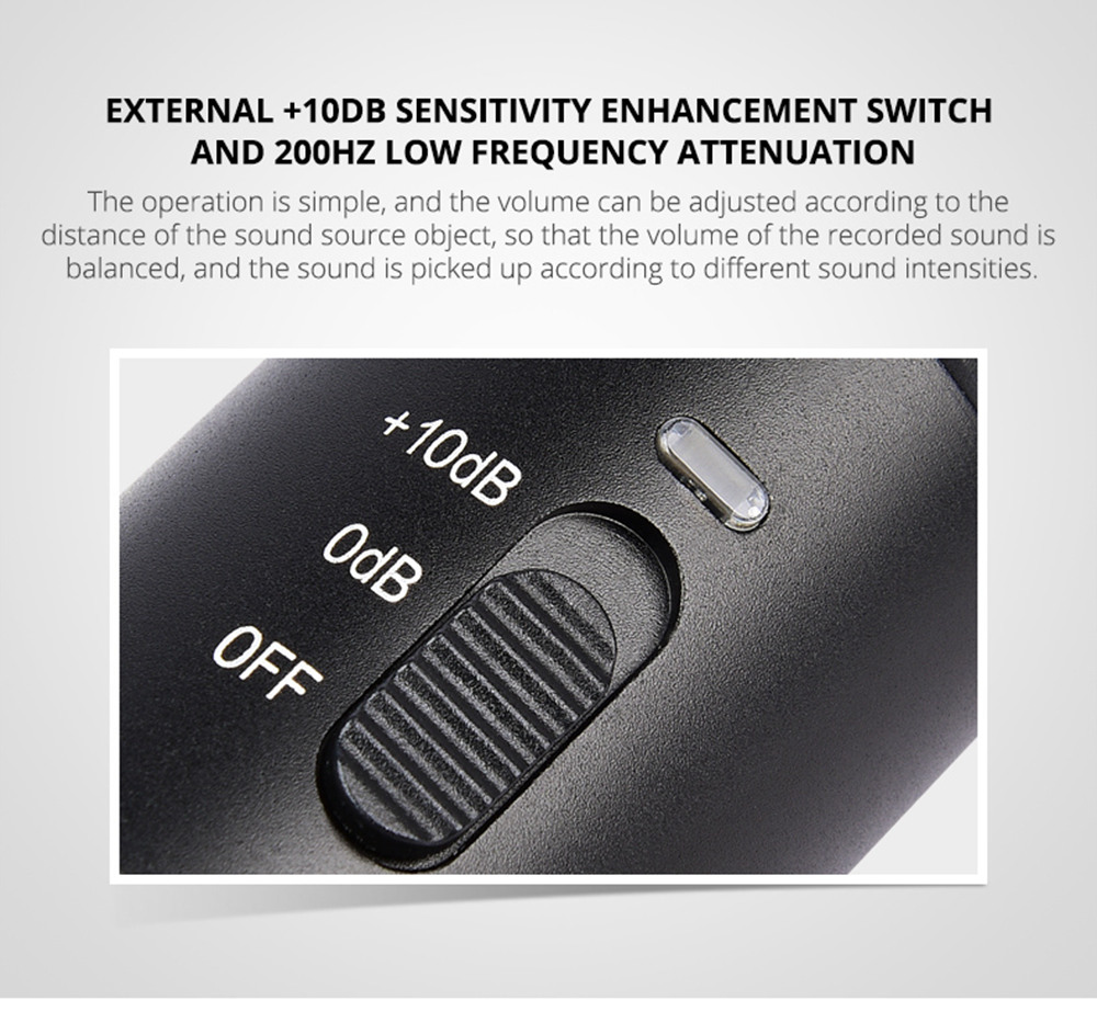 Yelangu MIC03 Professional Wired Microphone Built-in Heart-shaped Pickup Shockproof Design For Sound-pickup In Interview - Black