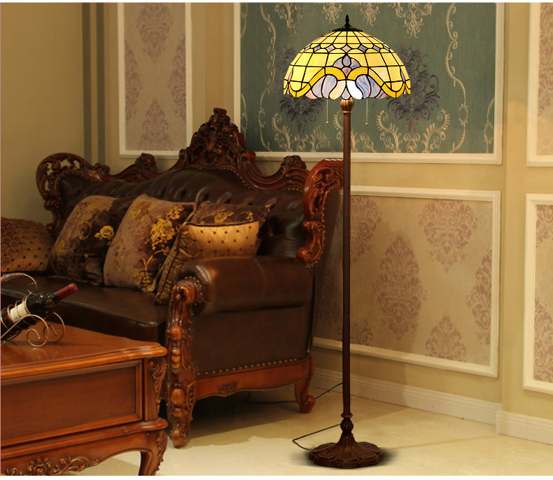 FUMAT Tiffany Style Stained Glass Handcrafted Floor Lamp - Romantic Ripe Grapes Design
