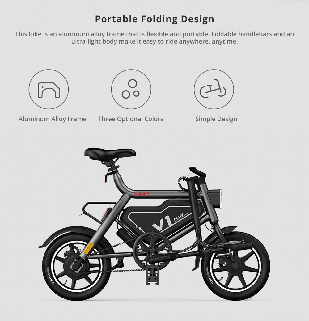 Xiaomi HIMO V1 Plus Portable Folding Electric Moped Bicycle 250W Motor 14 Inch Wheel Diameter Lightweight Design - Orange