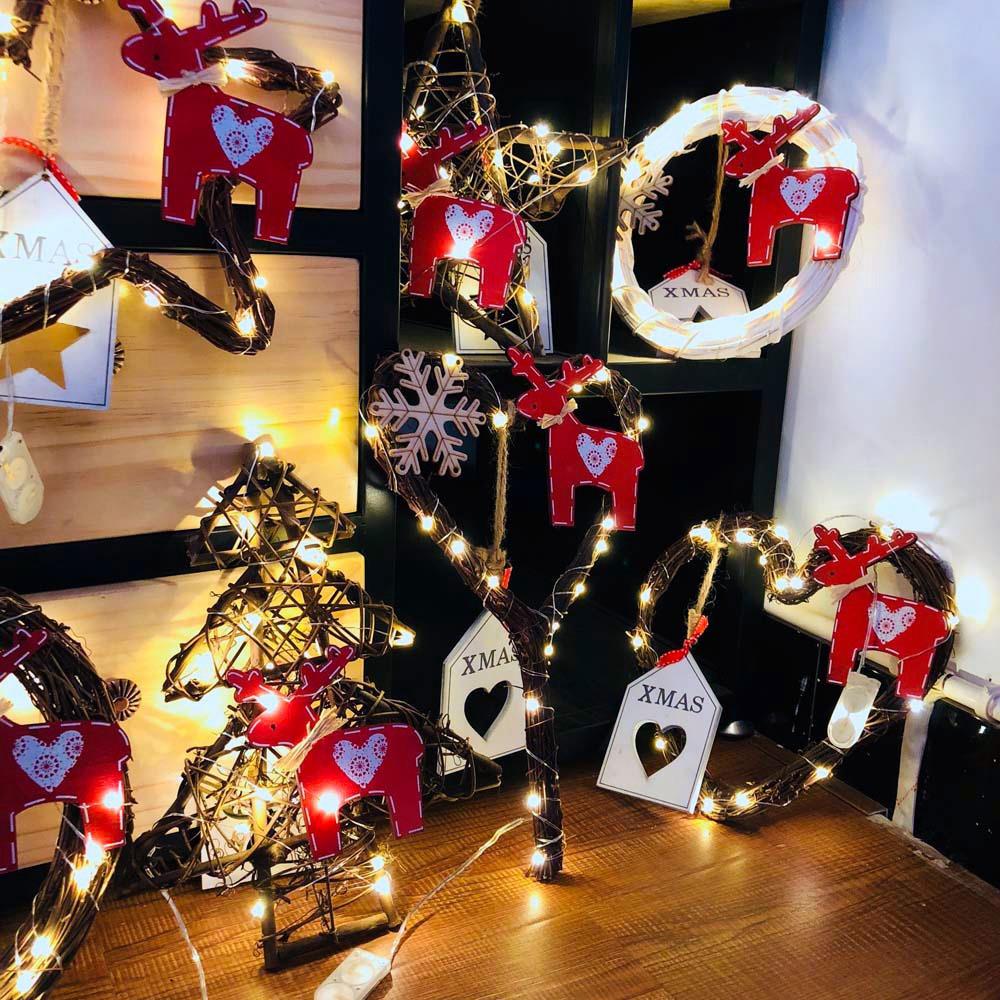 20LEDs Natural Dried Wreath DIY Christmas Tree Rattan String Light Wreaths Christmas Door Wall Wedding Decoration - Warm White