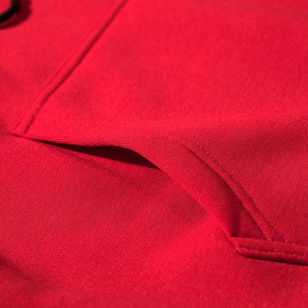 WY30 Men's Autumn Casual Irregular Loose Hoodie (Color Block Cotton Sweatshirt Size M) - Red