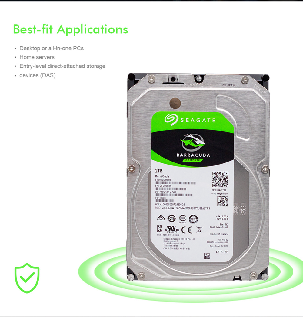 Seagate ST2000DM005 2TB Desktop HDD Internal Hard Drive 3.5 Inch 7200 RPM SATA 6Gb/s 64MB Cache Memory - Silver