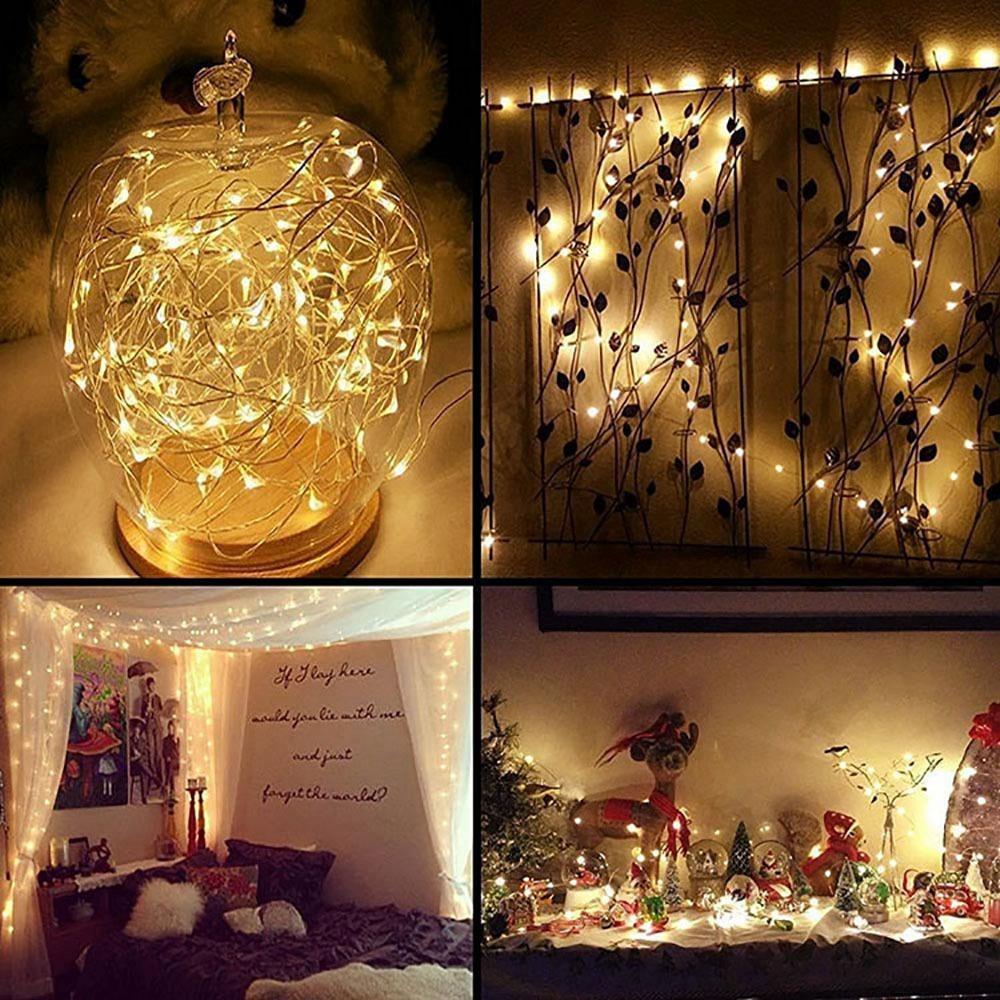 30PCS Fairy LED String Light Copper Wire Strip Light for Wedding Garland Lighting Decoration (3 Meters) - Warm White