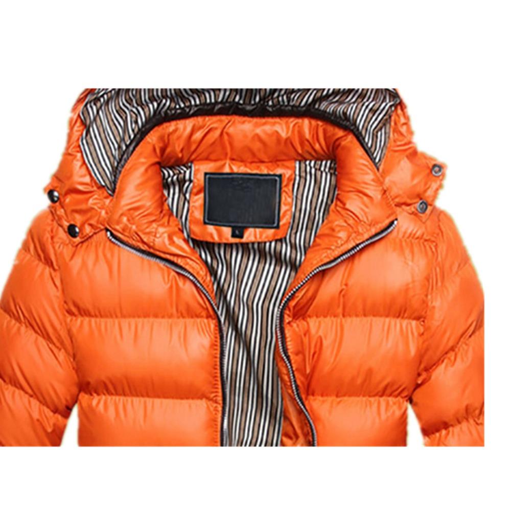 TG220 Men's Winter Hooded Down Jacket (Cotton Padded Warm Slim Fit Coat Size L) - Orange