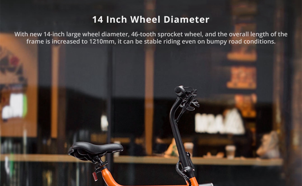 Xiaomi HIMO V1 Plus Portable Folding Electric Moped Bicycle 250W Motor 14 Inch Wheel Diameter Lightweight Design - Orange