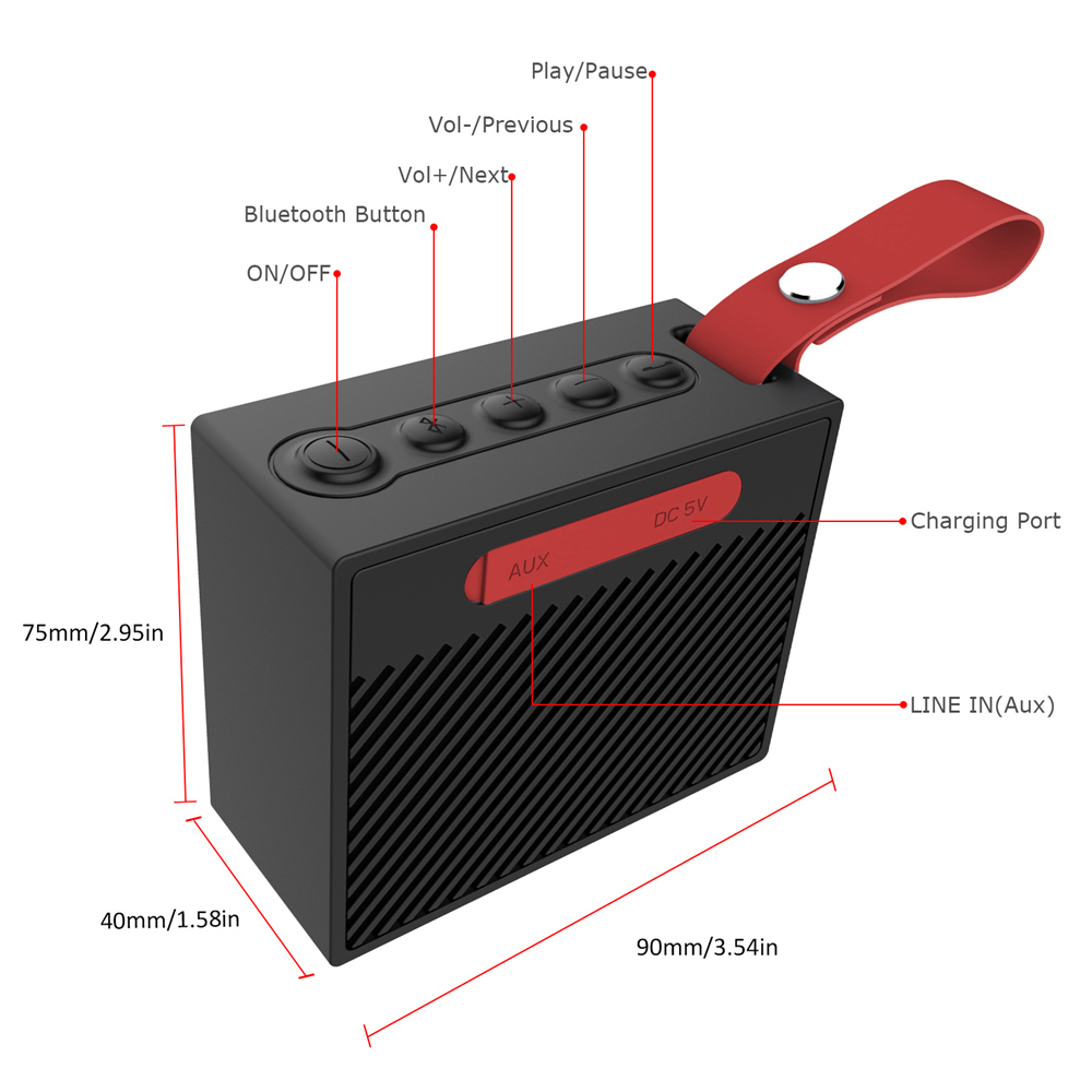 X9 Wireless Outdoor Speaker Bluetooth 4.2 IPX6 Waterproof 5H Play time -Black
