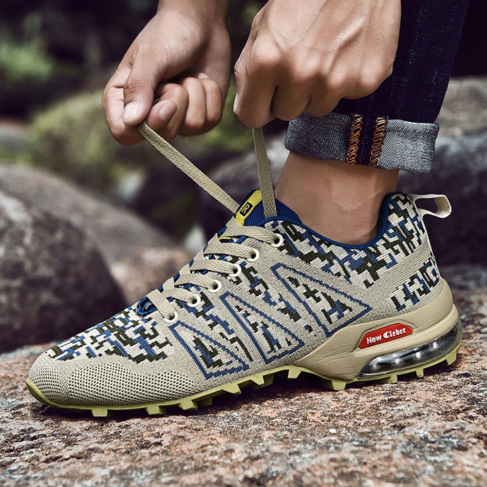 Men Outdoor Mountaineering Mesh Shoes Casual Flying Woven Shoes EU 39.5 - Camouflage Blue