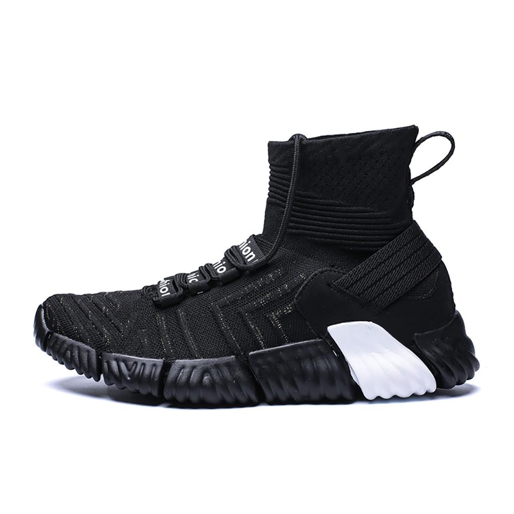 Men Outdoor Tennis Shoes Running Shoes Mesh Casual Shoes Flying Woven Upper Size EU 39.5 - Black