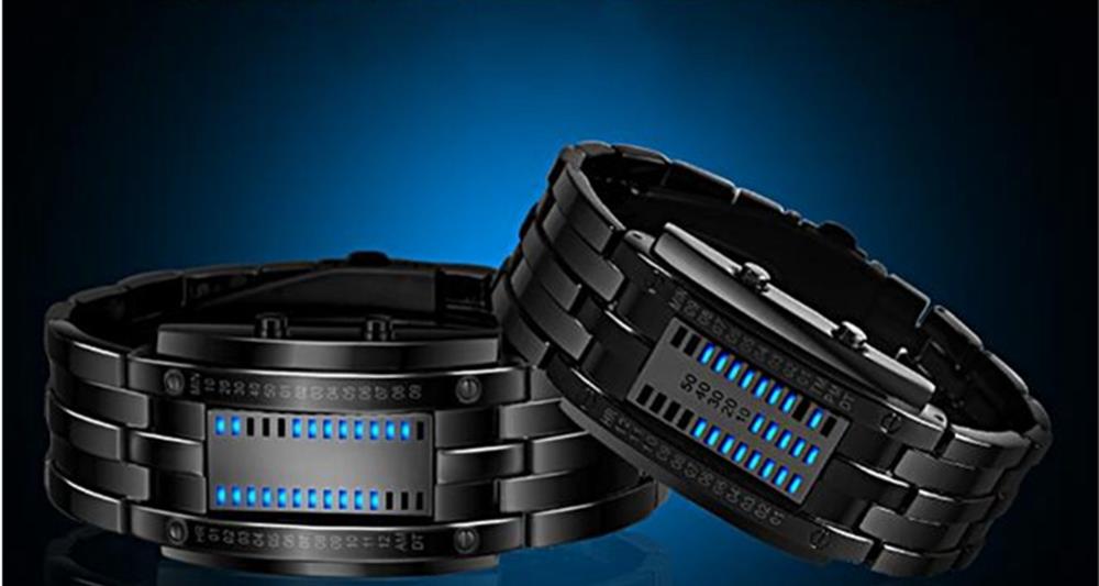 SKMEI 0926 Unisex Men Fashion Creative Watch Rectangle LED Wristwatches Alloy Strap - Black