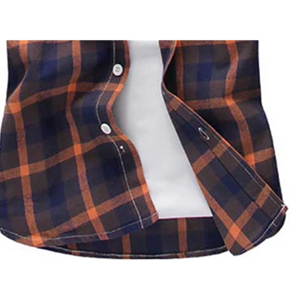 Men's Plaid Shirt Button-down Long Sleeve (Size M) - Dark Yellow