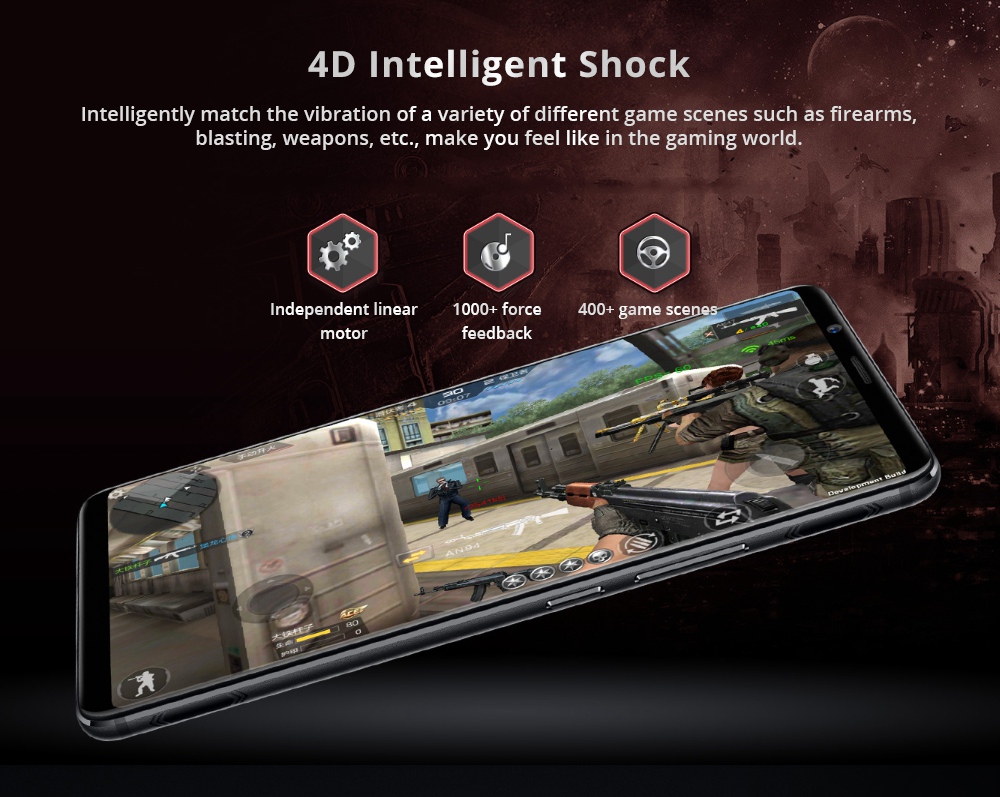 Nubia Red Magic Mars 6.0 Inch 4G LTE Gaming Smartphone Snapdragon 845 6GB 64GB 16.0MP Rear Camera Android 9.0 Type-C Touch ID OTG - Black