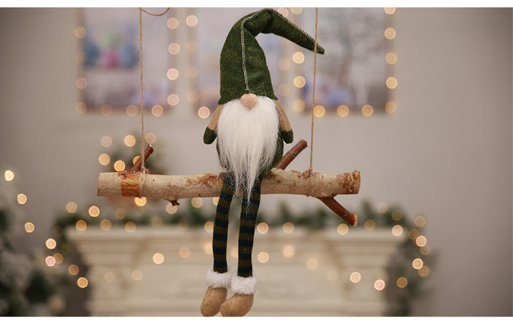 Christmas Decoration Cute Sitting Long-legged Elf Festival New Year Dinner Party for Home - Red