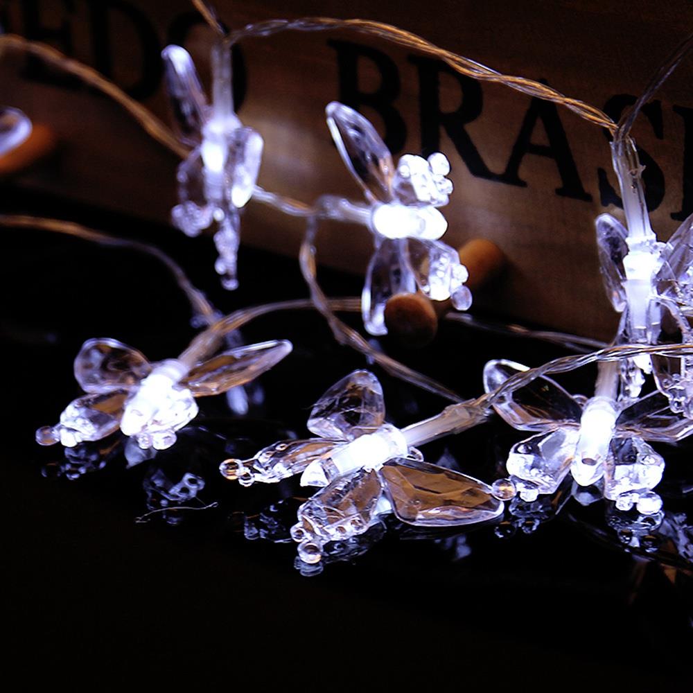 20PCS LED Butterfly Battery LED String Lights Holiday Christmas Party Garden Decoration Lights (2.2 Meters) - White