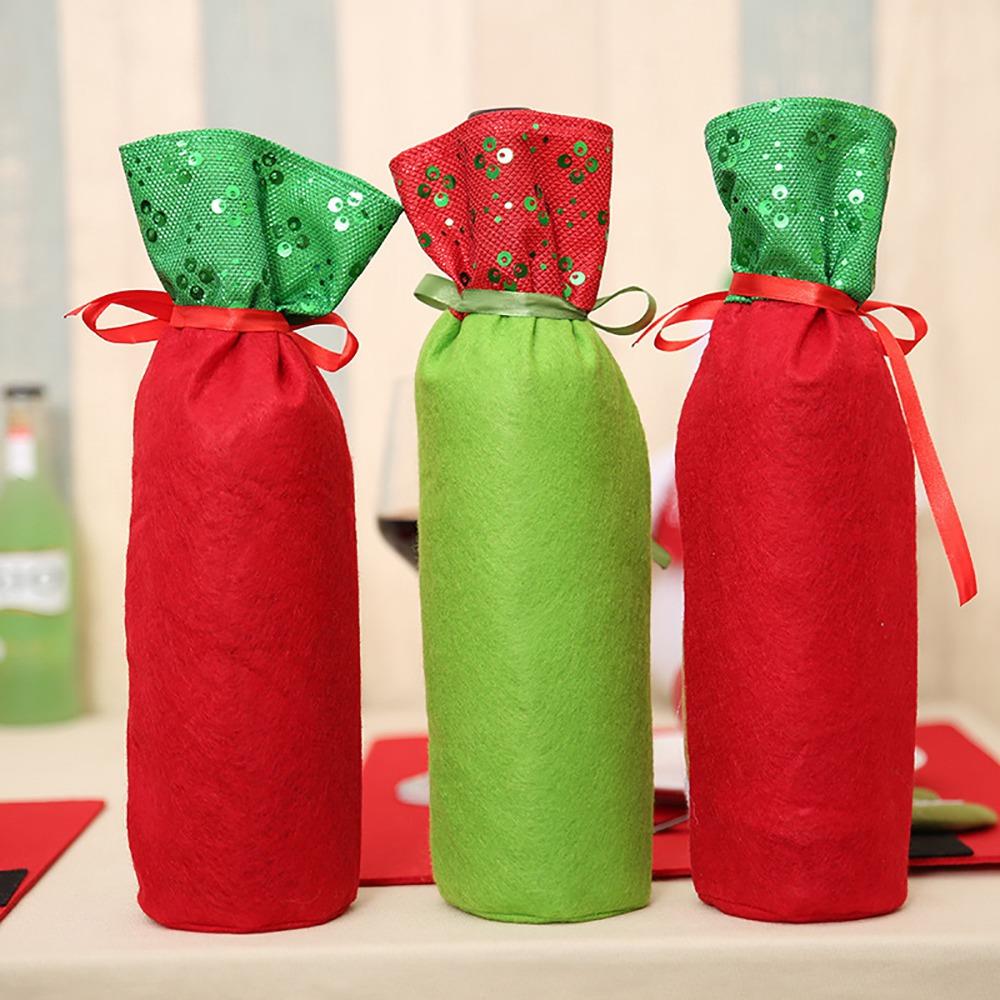 Christmas Wine Bottle Bags Gifts Champagne Sequins Bags - Santa Claus