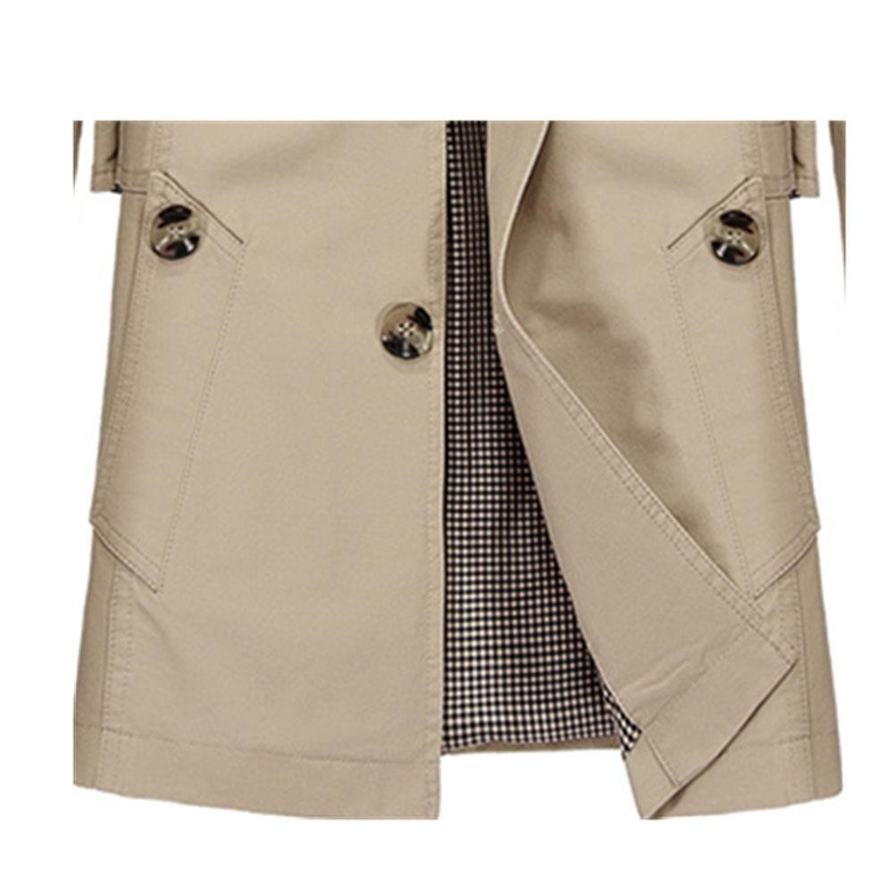 CA1306 Men's Autumn Winter Casual Windbreaker (Leisure Cotton Jackets Outerwear Trench Coat Size L) - Khaki