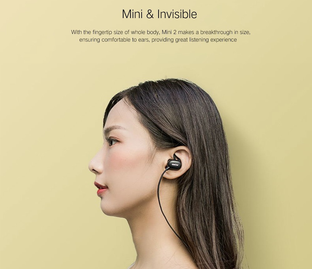 QCY E2 CSR V4.2 Wireless Bluetooth Earphones IPX4 Water-resistant - Black