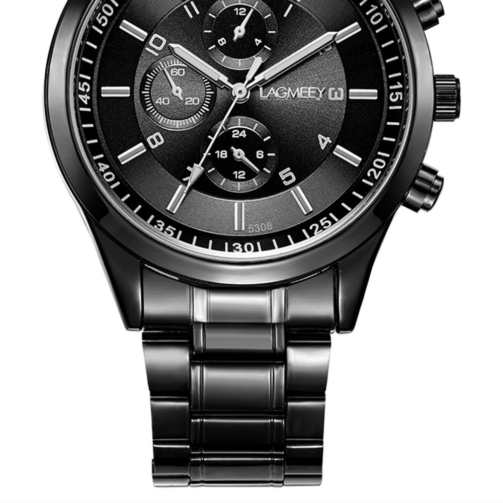 W5308 Men's Casual Business Analog Wrist Watch Quartz Movement Stainless Steel - Black